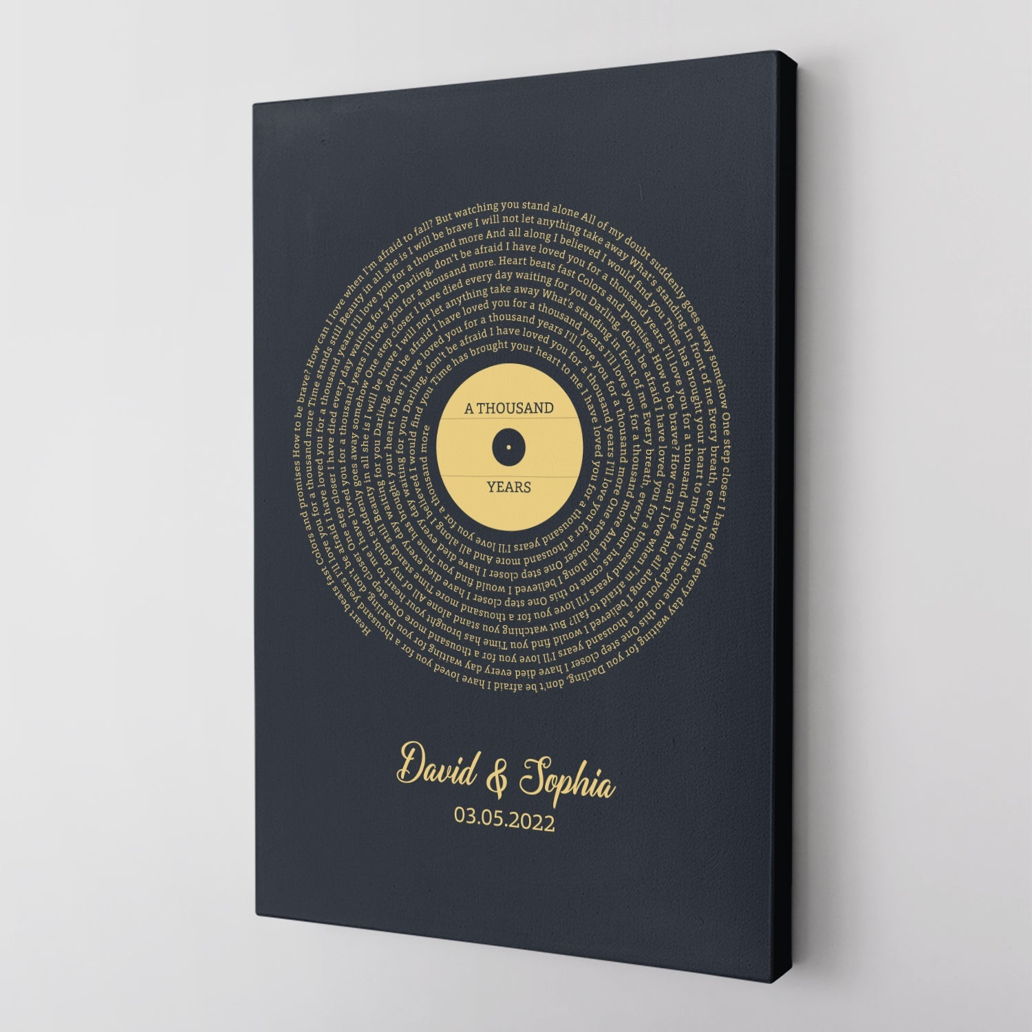 Custom Song Lyrics And Customizable Text Navy Background Canvas