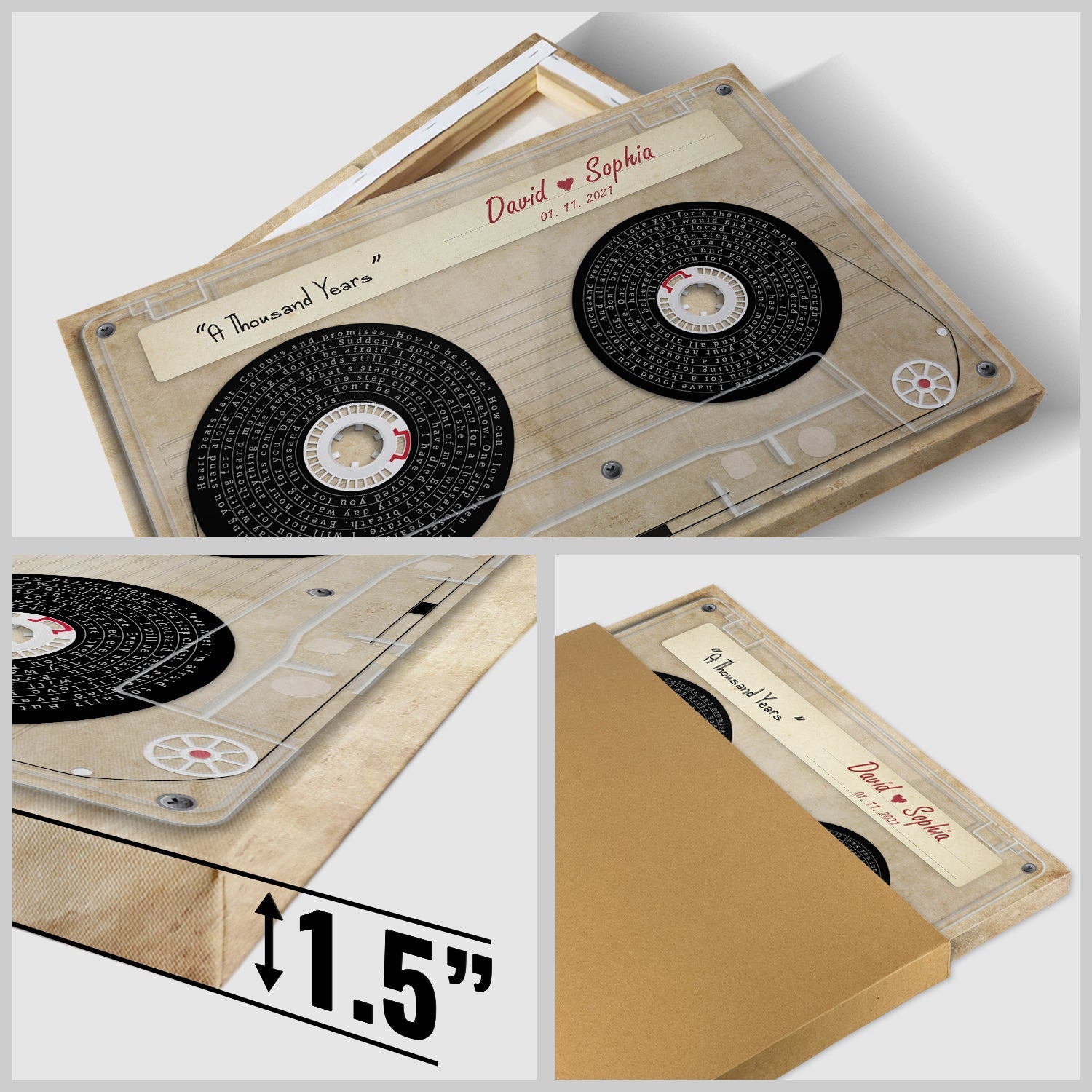 Customizable Music Song Lyrics Cassette Tape Canvas Wall Art