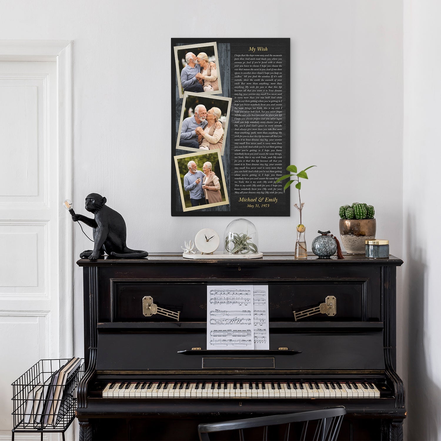 3 Photos Wall Art, Customizable Song Lyrics, Text
