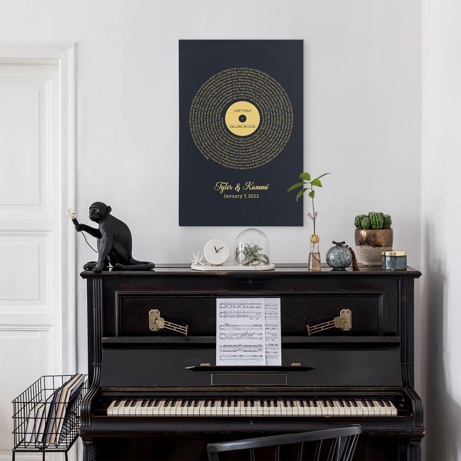 Custom Song Lyrics And Customizable Text Navy Background Canvas