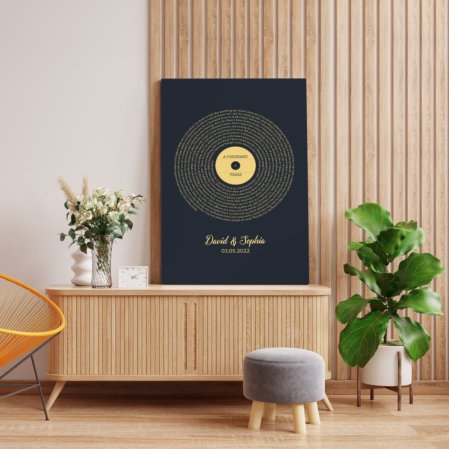 Custom Song Lyrics And Customizable Text Navy Background Canvas