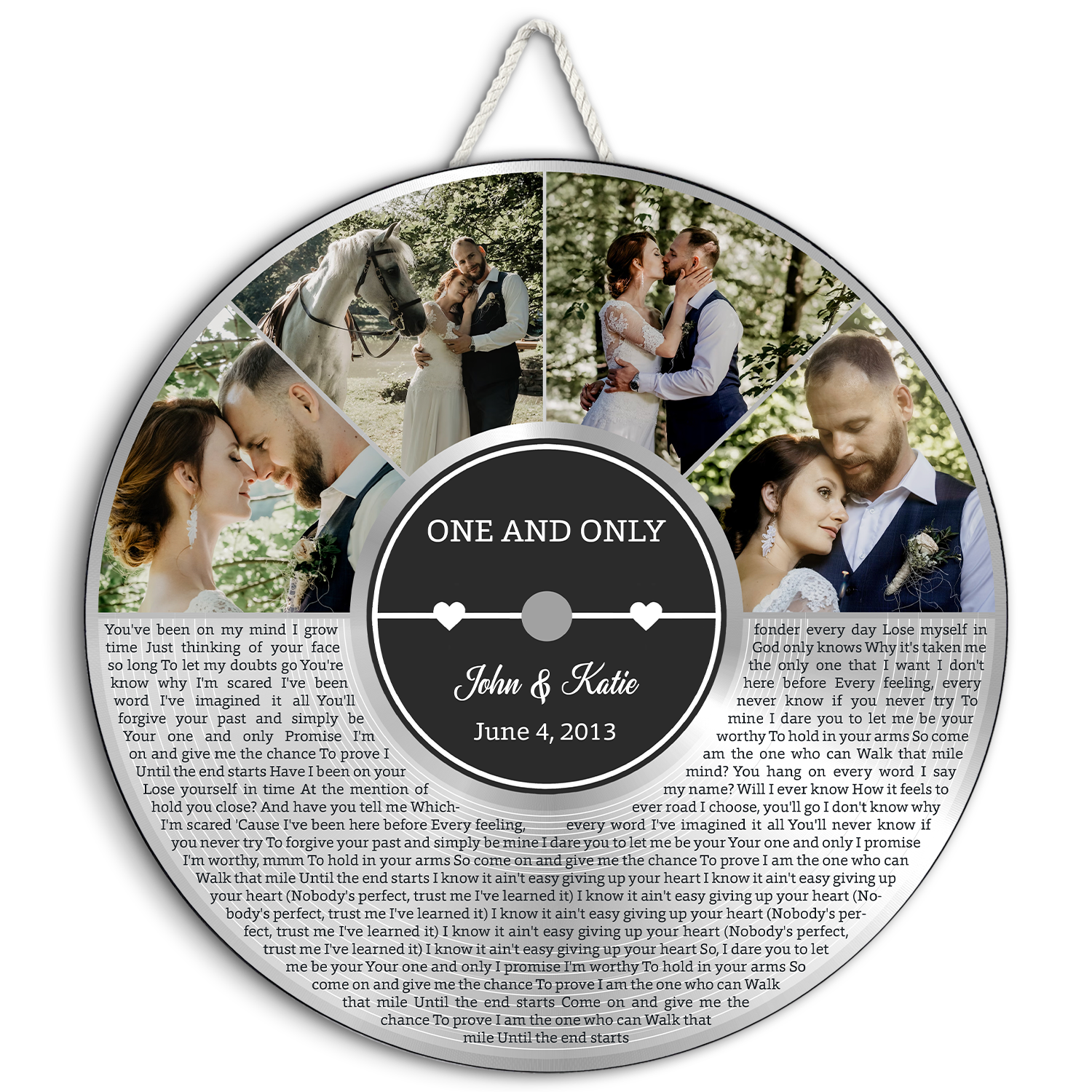 Custom Round Sign, Customizable Song Lyrics, Photo And Text, Half Vinyl Record