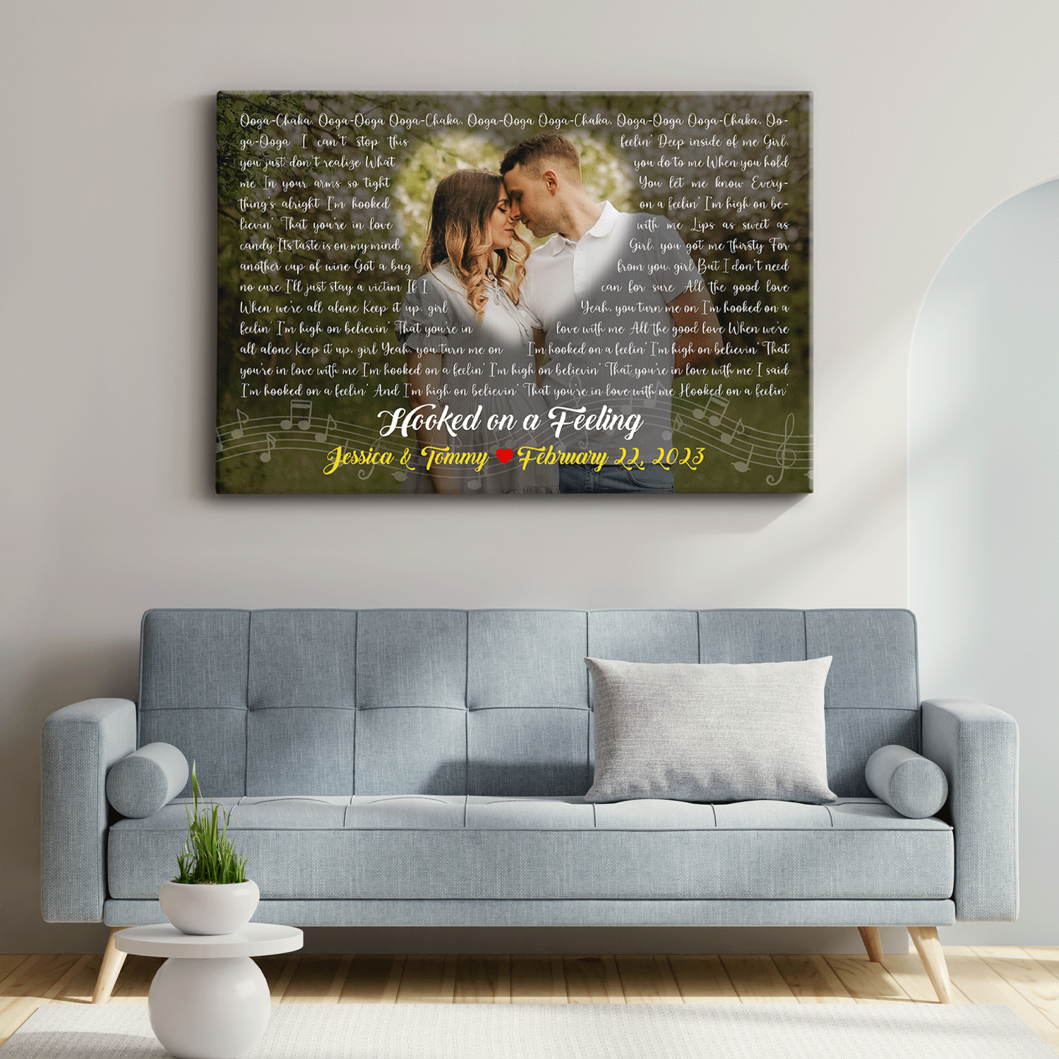 Custom Song Lyrics, Upload Photo, Customizable Song Name And Text Canvas Wall Art