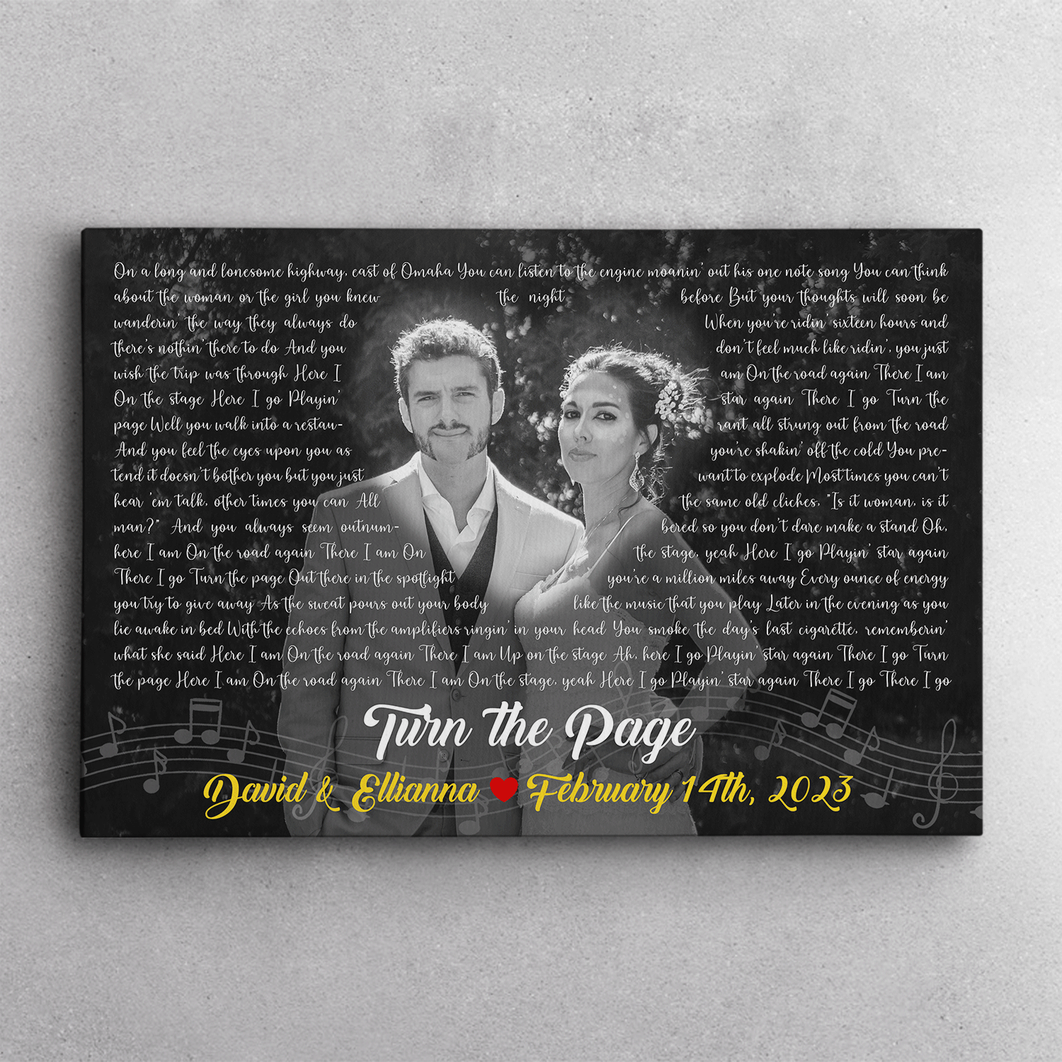 Custom Song Lyrics, Upload Photo, Customizable Song Name And Text Canvas Wall Art