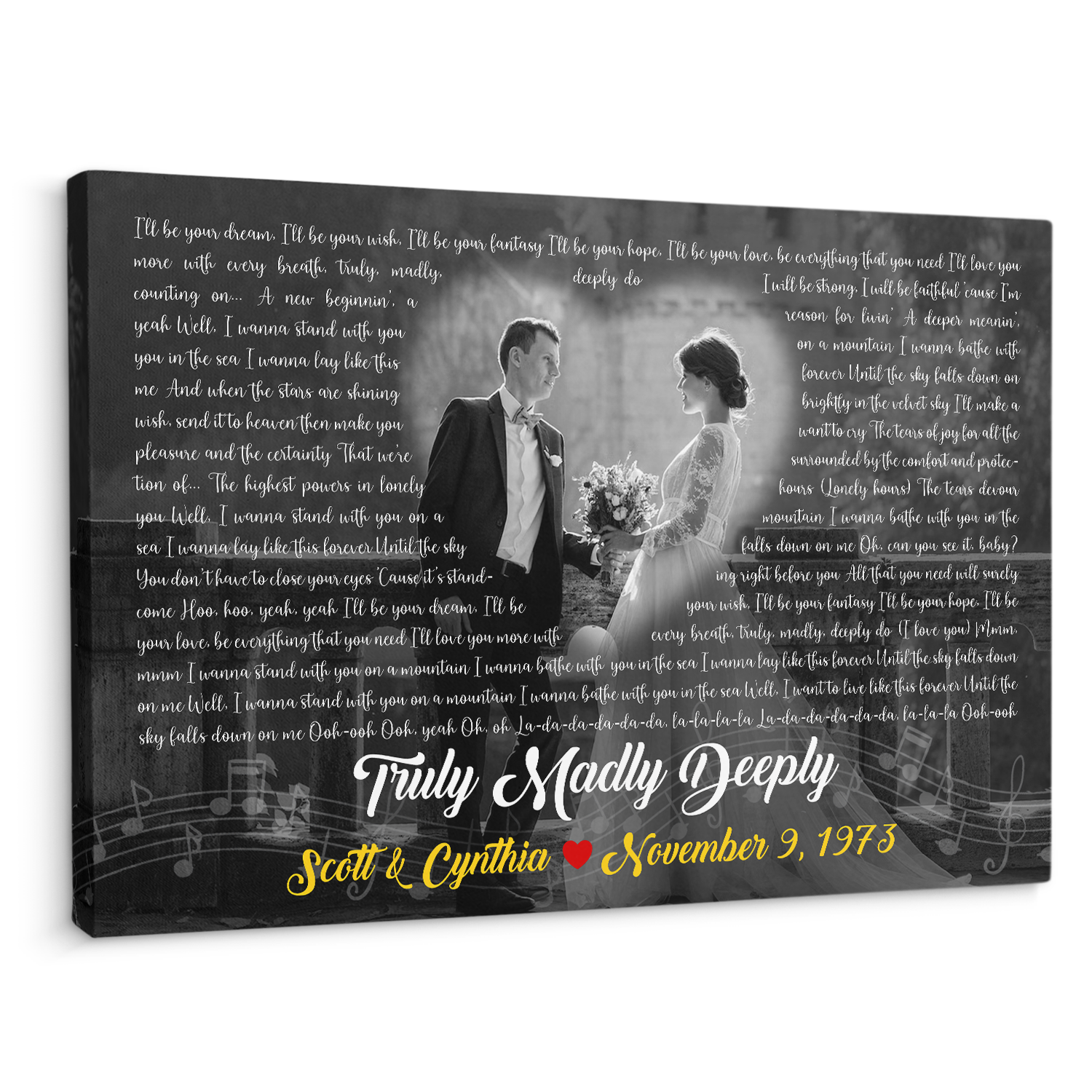 Custom Song Lyrics, Upload Photo, Customizable Song Name And Text Canvas Wall Art