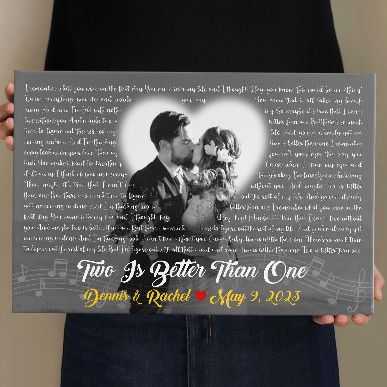 Custom Song Lyrics, Upload Photo, Customizable Song Name And Text Canvas Wall Art