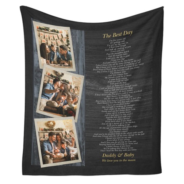 Custom Song Lyrics, Upload Photo, 3 Photos, Customizable Text, Blanket