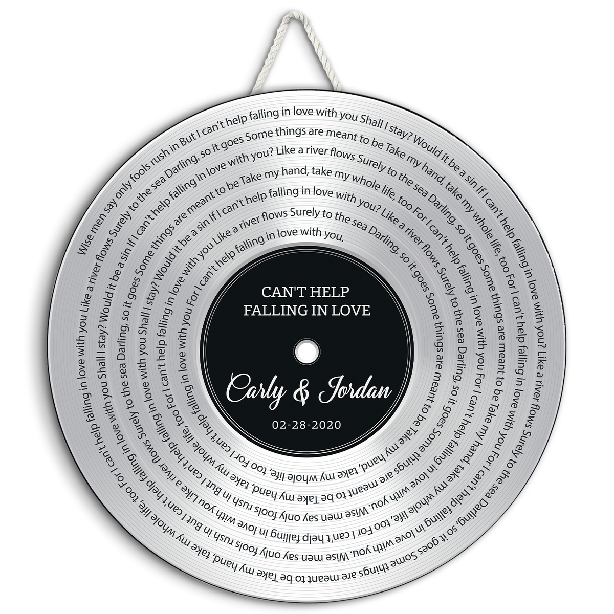 Custom Song Lyrics, Customizable Song Name And Text, Vinyl Record, Silver Style, Round Wood Sign