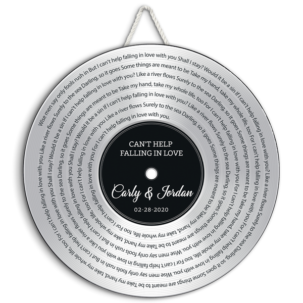 Custom Song Lyrics, Customizable Song Name And Text, Vinyl Record, Silver Style, Round Wood Sign