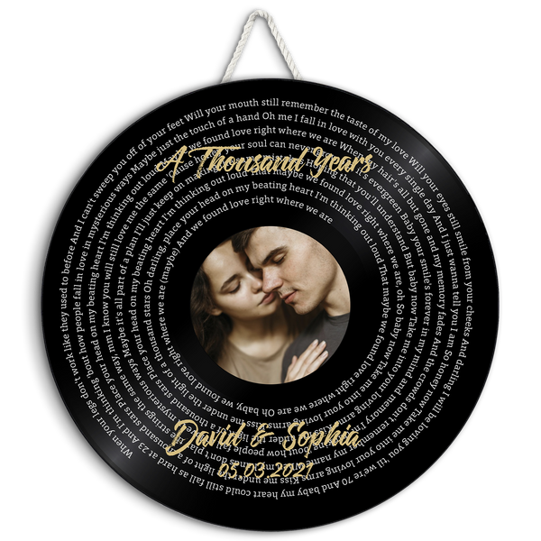 Custom Song Lyrics, Customizable Text And Photo, Round Wood Sign