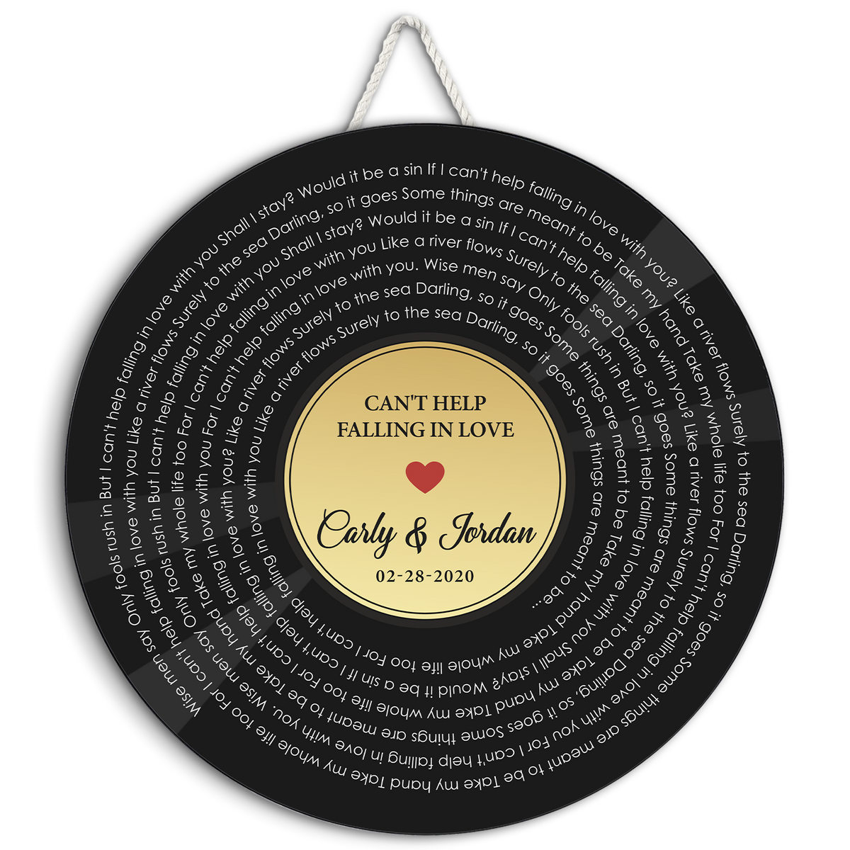 Custom Song Lyrics, Customizable Song Name And Text, Vinyl Record Style, Round Wood Sign