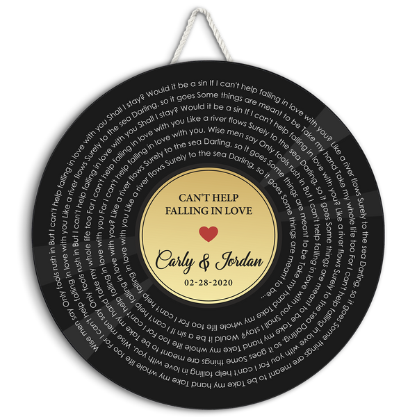 Custom Song Lyrics, Customizable Song Name And Text, Vinyl Record Style, Round Wood Sign