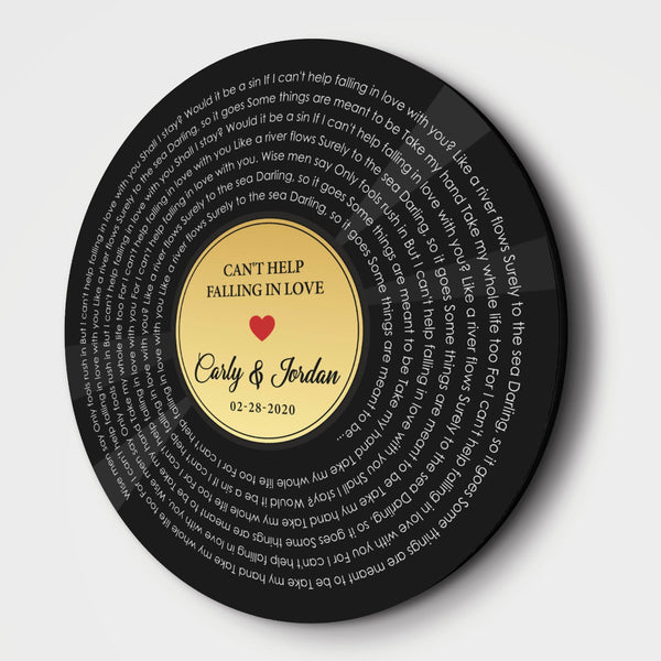 Custom Song Lyrics, Customizable Song Name And Text, Vinyl Record Style, Round Wood Sign