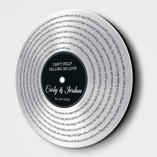 Custom Song Lyrics, Customizable Song Name And Text, Vinyl Record, Silver Style, Round Wood Sign