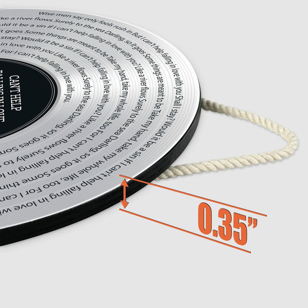 Custom Song Lyrics, Customizable Song Name And Text, Vinyl Record, Silver Style, Round Wood Sign