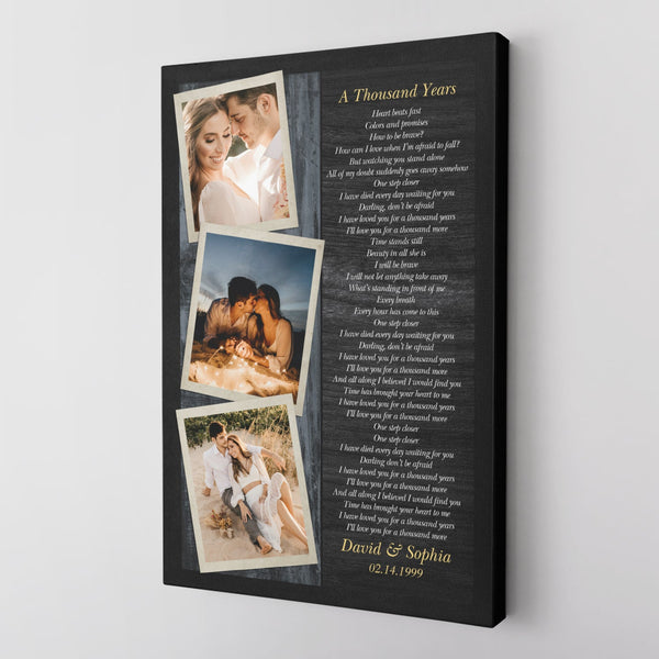 3 Photos Wall Art, Customizable Song Lyrics, Text