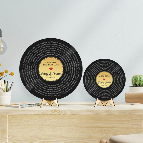 Custom Song Lyrics, Customizable Song Name And Text, Vinyl Record Style, Round Wood Sign