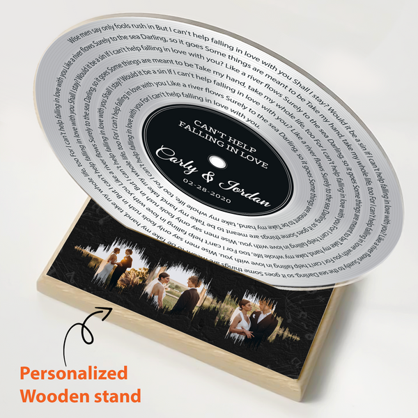Custom Song Lyrics & Upload Photos Silver, Acrylic Record