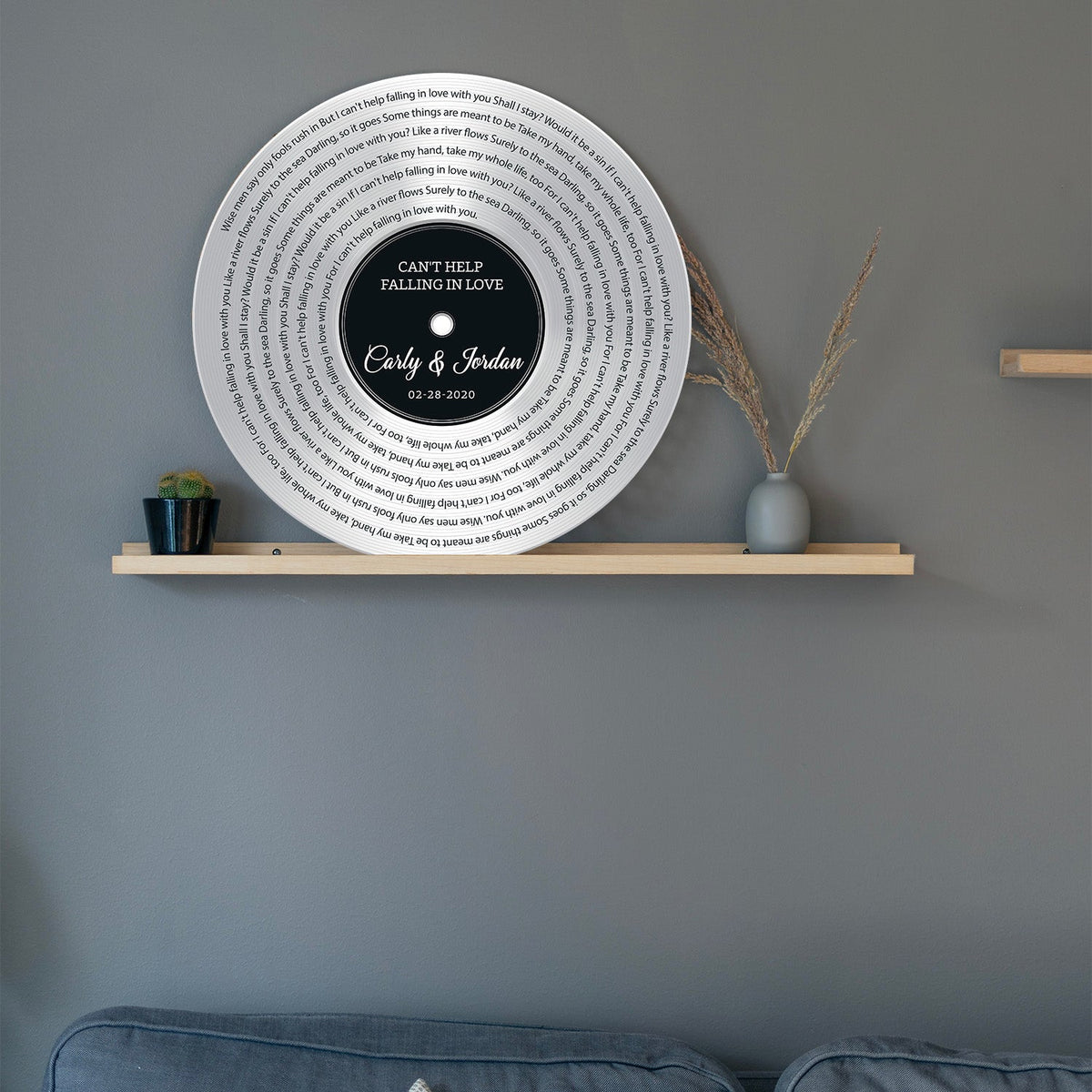 Custom Song Lyrics, Customizable Song Name And Text, Vinyl Record, Silver Style, Round Wood Sign