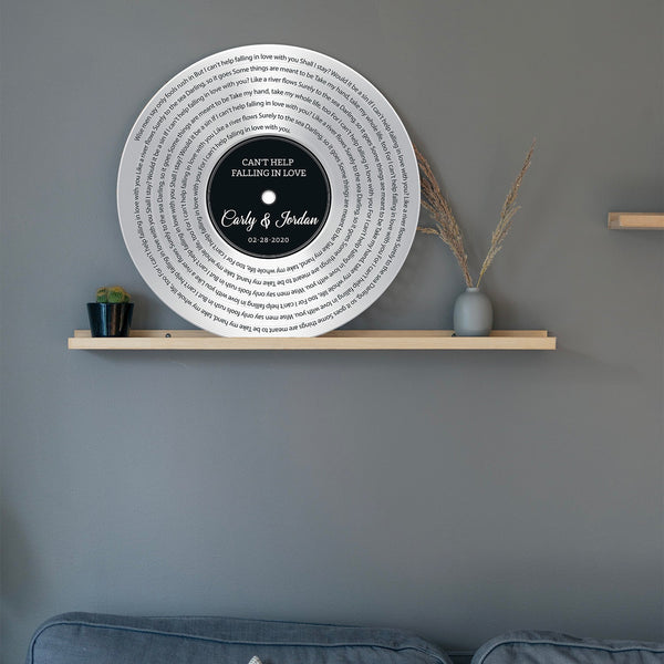 Custom Song Lyrics, Customizable Song Name And Text, Vinyl Record, Silver Style, Round Wood Sign