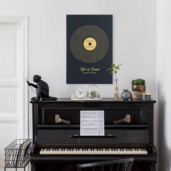 Custom Song Lyrics And Customizable Text Navy Background Canvas