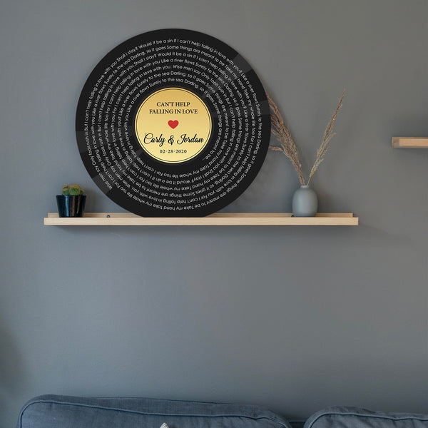 Custom Song Lyrics, Customizable Song Name And Text, Vinyl Record Style, Round Wood Sign