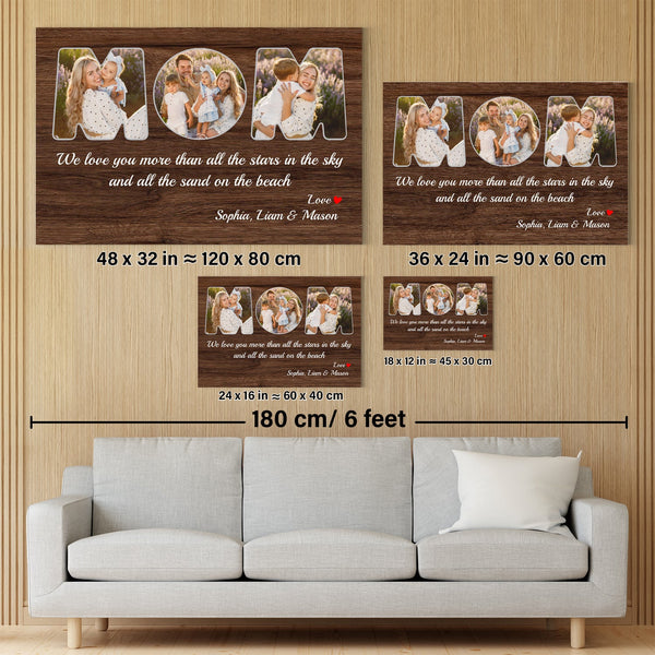 Mom Custom Photo - Customizable Dark Wood Background Canvas