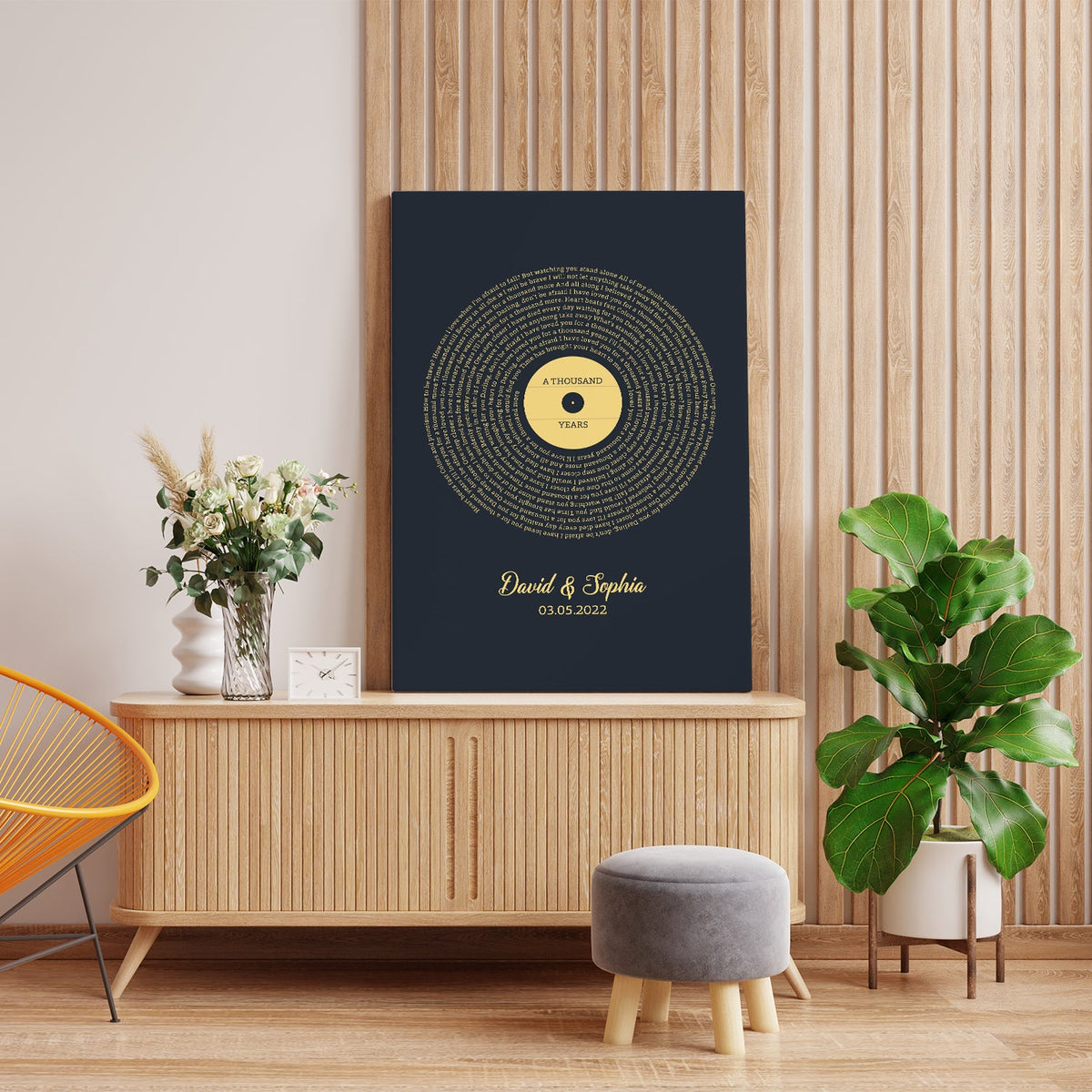 Custom Song Lyrics And Customizable Text Navy Background Canvas