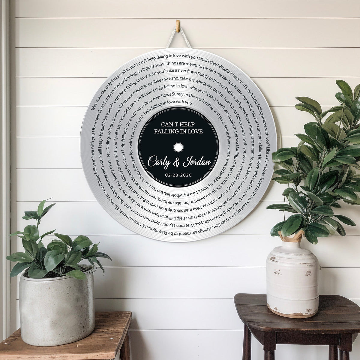 Custom Song Lyrics, Customizable Song Name And Text, Vinyl Record, Silver Style, Round Wood Sign