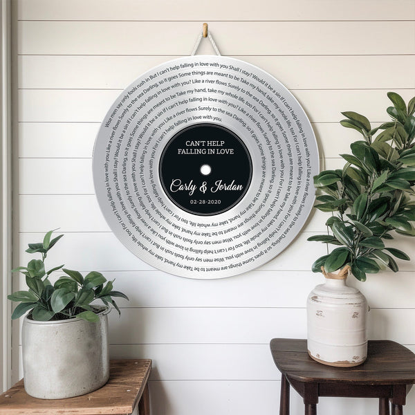 Custom Song Lyrics, Customizable Song Name And Text, Vinyl Record, Silver Style, Round Wood Sign