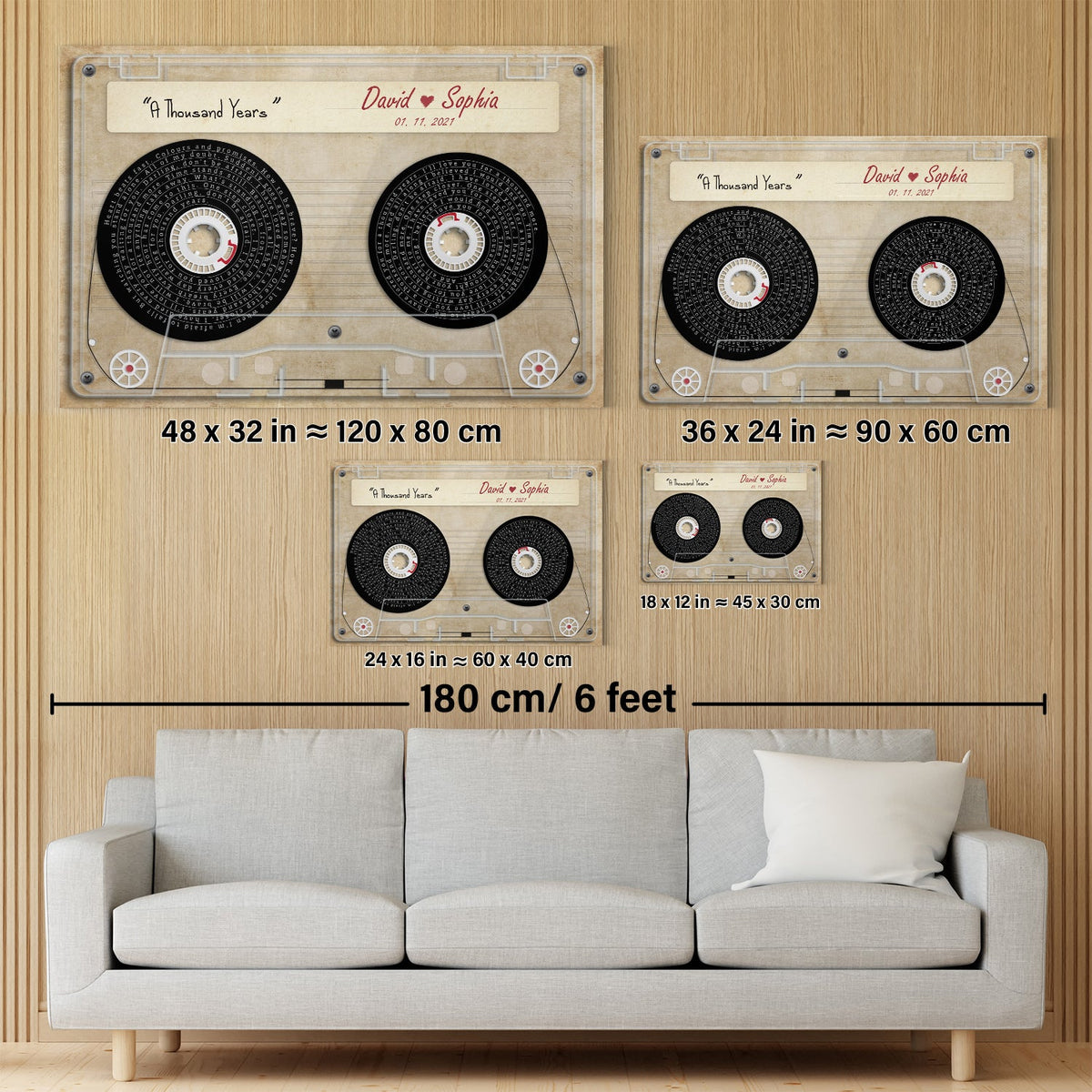 Customizable Music Song Lyrics Cassette Tape Canvas Wall Art