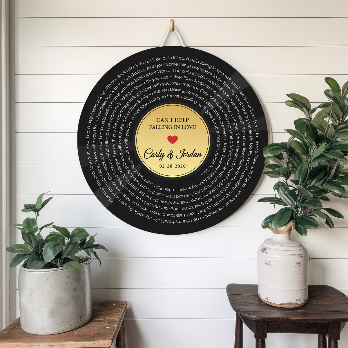 Custom Song Lyrics, Customizable Song Name And Text, Vinyl Record Style, Round Wood Sign