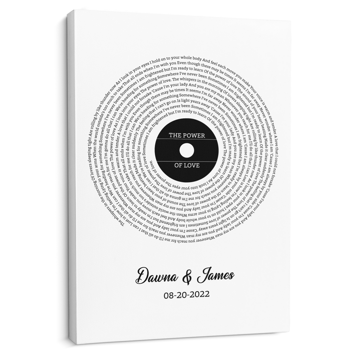 Custom Song Lyrics Canvas - White Background, Personalized Name & Date