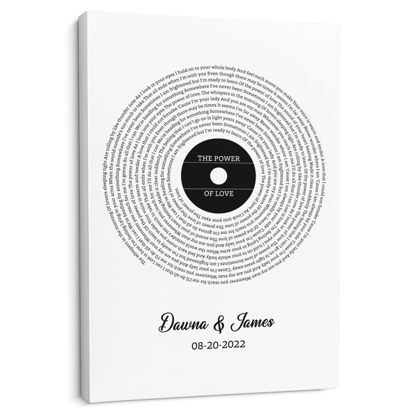 Custom Song Lyrics Canvas - White Background, Personalized Name & Date