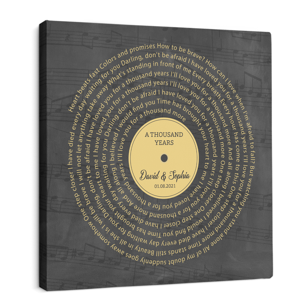 Custom Song Lyrics, Customizable Song Name And Text Canvas