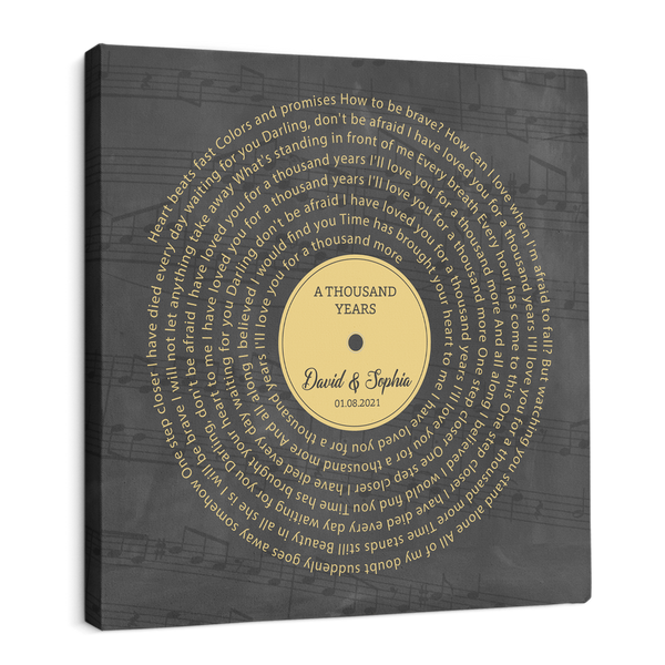 Custom Song Lyrics, Customizable Song Name And Text Canvas