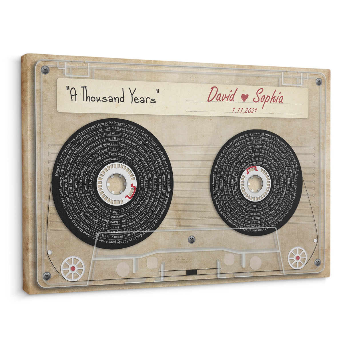Customizable Music Song Lyrics Cassette Tape Canvas Wall Art