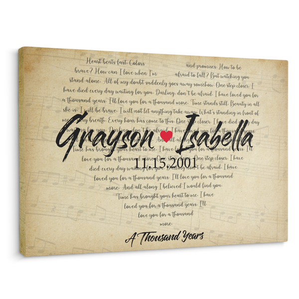 Custom Song Lyrics Art, Customizable Song, Name, Photo Canvas Wall Art