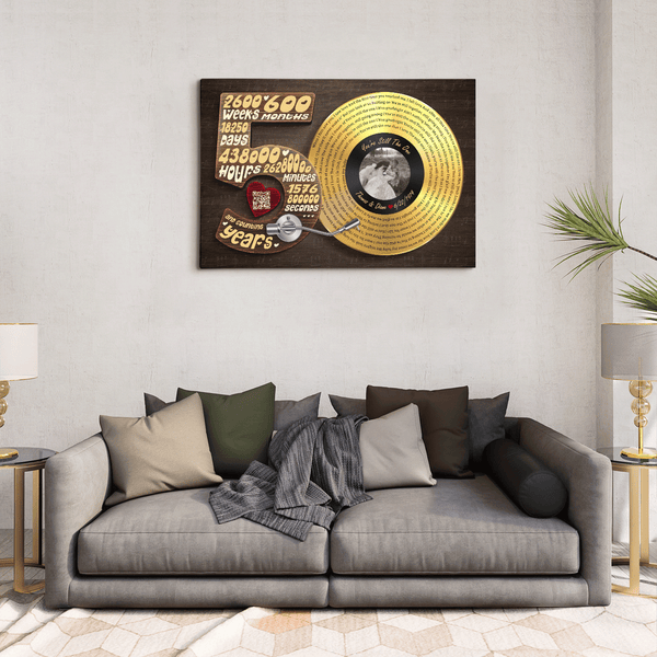 Personalized 50th Anniversary Vinyl Record Photo Canvas