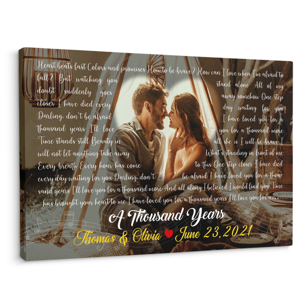Custom Song Lyrics, Upload Photo, Customizable Song Name And Text Canvas Wall Art