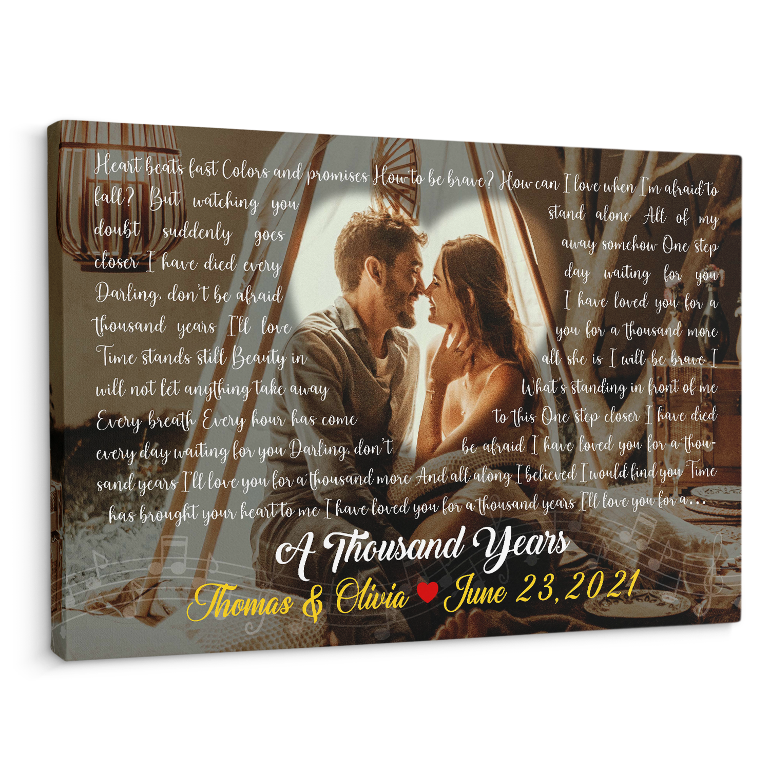 Custom Song Lyrics, Upload Photo, Customizable Song Name And Text Canvas Wall Art
