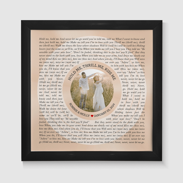Circular Photo Sandy Framed Art Print, Personalized Song Lyrics & Name