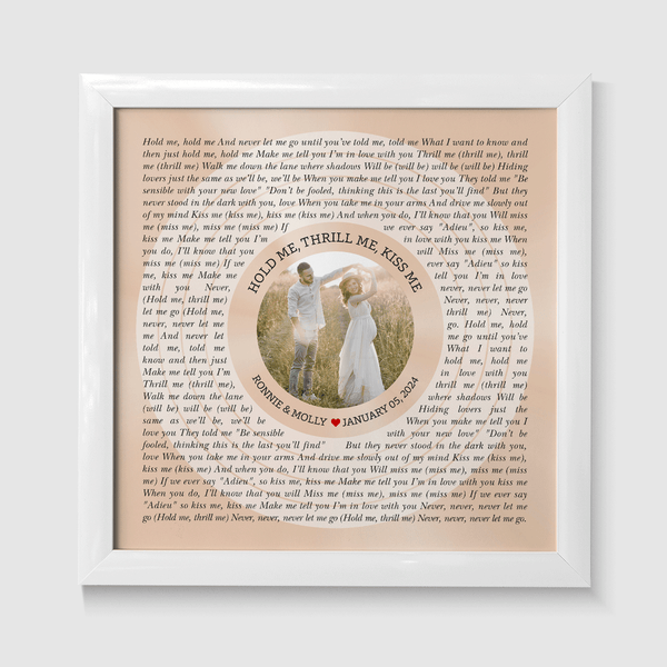 Circular Photo Sandy Framed Art Print, Personalized Song Lyrics & Name