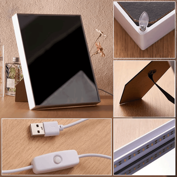 Personalized Vinyl Record with Photo, Lyrics & Song - LED Mirror Frame Lamp