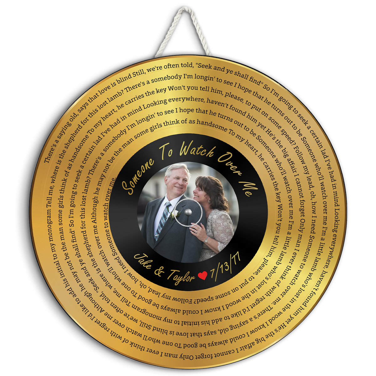 Custom Song Lyrics, Vinyl Record Art, Upload Photo, Customizable Song Name And Text Round Wood Sign