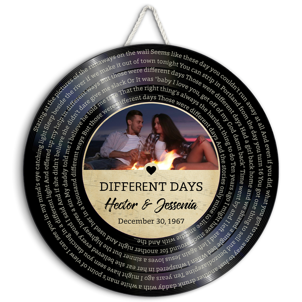 Custom Round Sign, Customizable Song Lyrics, Photo And Text, Vinyl Record, Gift For Couple