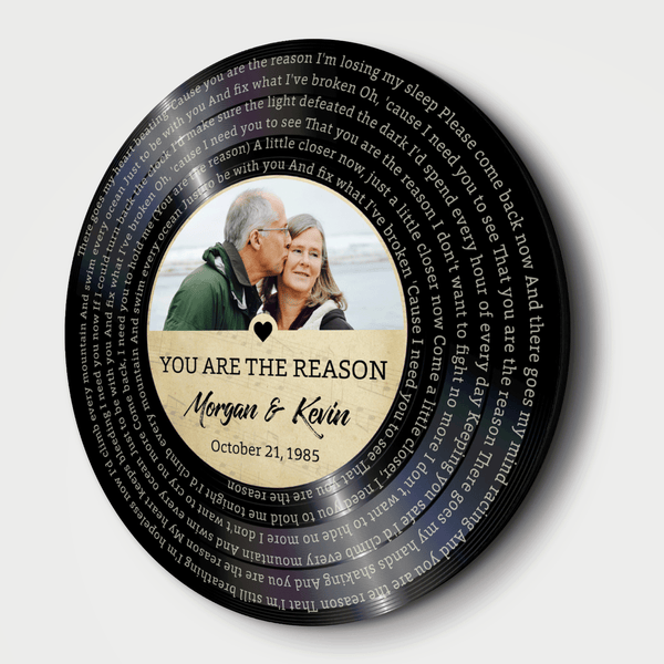 Custom Round Sign, Customizable Song Lyrics, Photo And Text, Vinyl Record, Gift For Couple