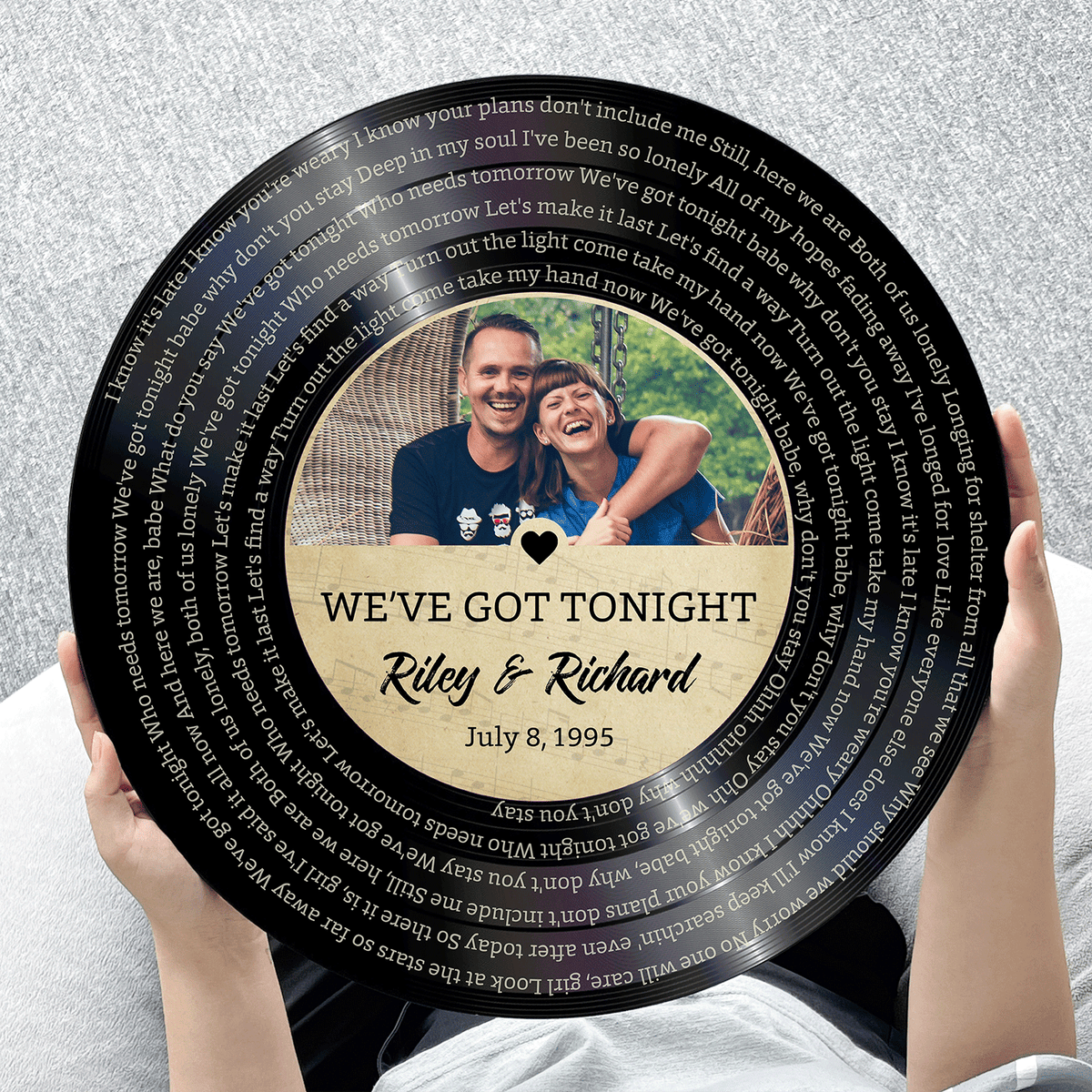 Custom Round Sign, Customizable Song Lyrics, Photo And Text, Vinyl Record, Gift For Couple