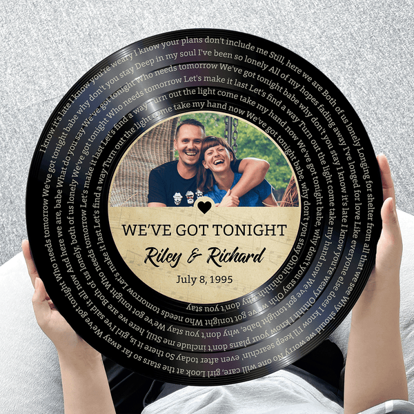 Custom Round Sign, Customizable Song Lyrics, Photo And Text, Vinyl Record, Gift For Couple