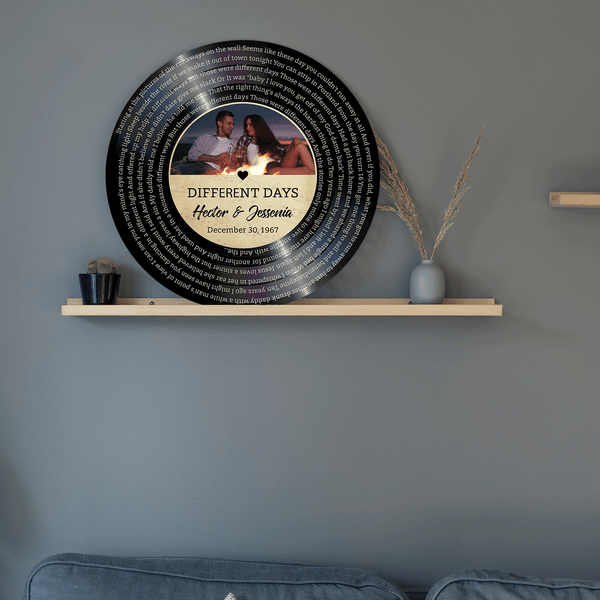 Custom Round Sign, Customizable Song Lyrics, Photo And Text, Vinyl Record, Gift For Couple